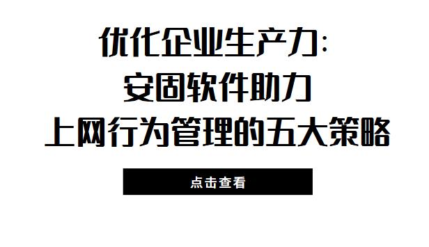 优化企业生产力：安固软件助力上网行为管理的五大策略